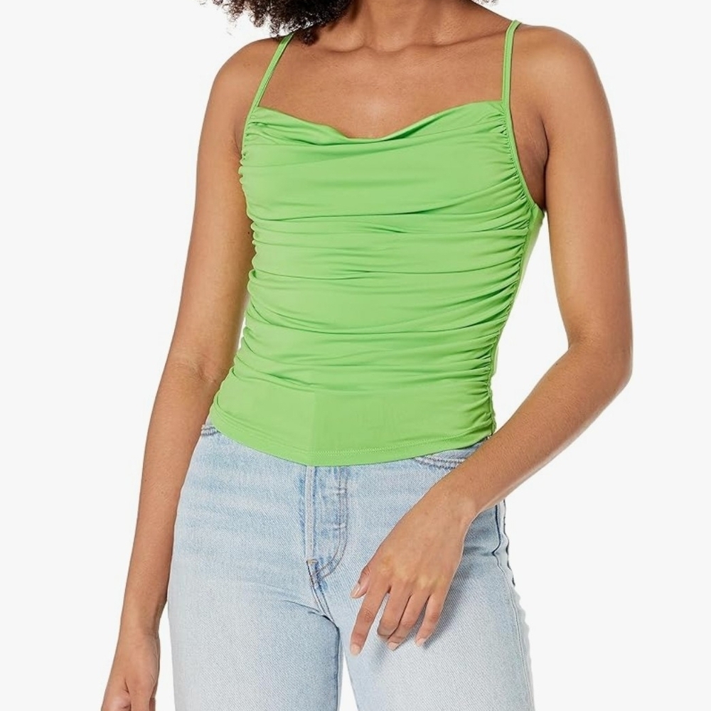 Steve Madden Lime Green "Lenny" Ruched Adjustable Spaghetti Strap Tank Size S